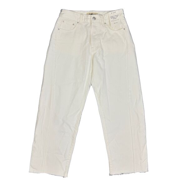MADEWELL The Petite Curvy Pieced Barrel-Leg Jean 25P Tile White Raw Hem B21 - Picture 2 of 8